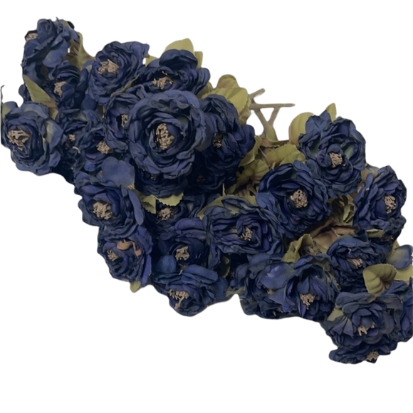 Deep Midnight Fantasy Silk Flower Bushes Set of 5 - Picture 4 of 9